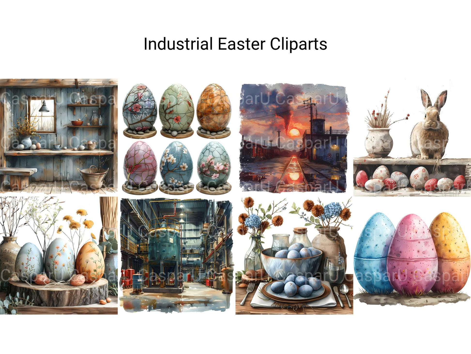 Industrial Easter Clipart - CraftNest