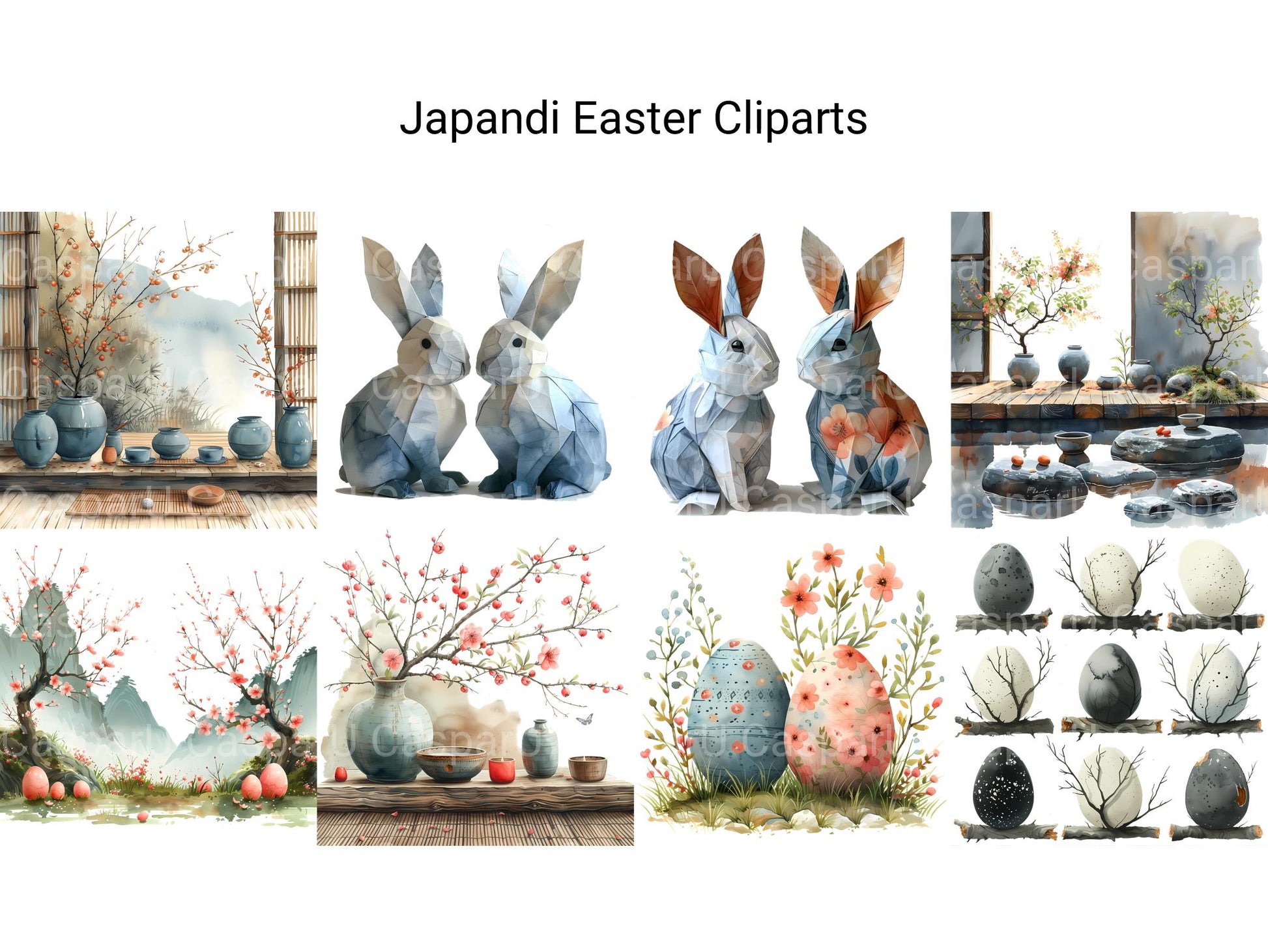 Japandi Easter Clipart - CraftNest