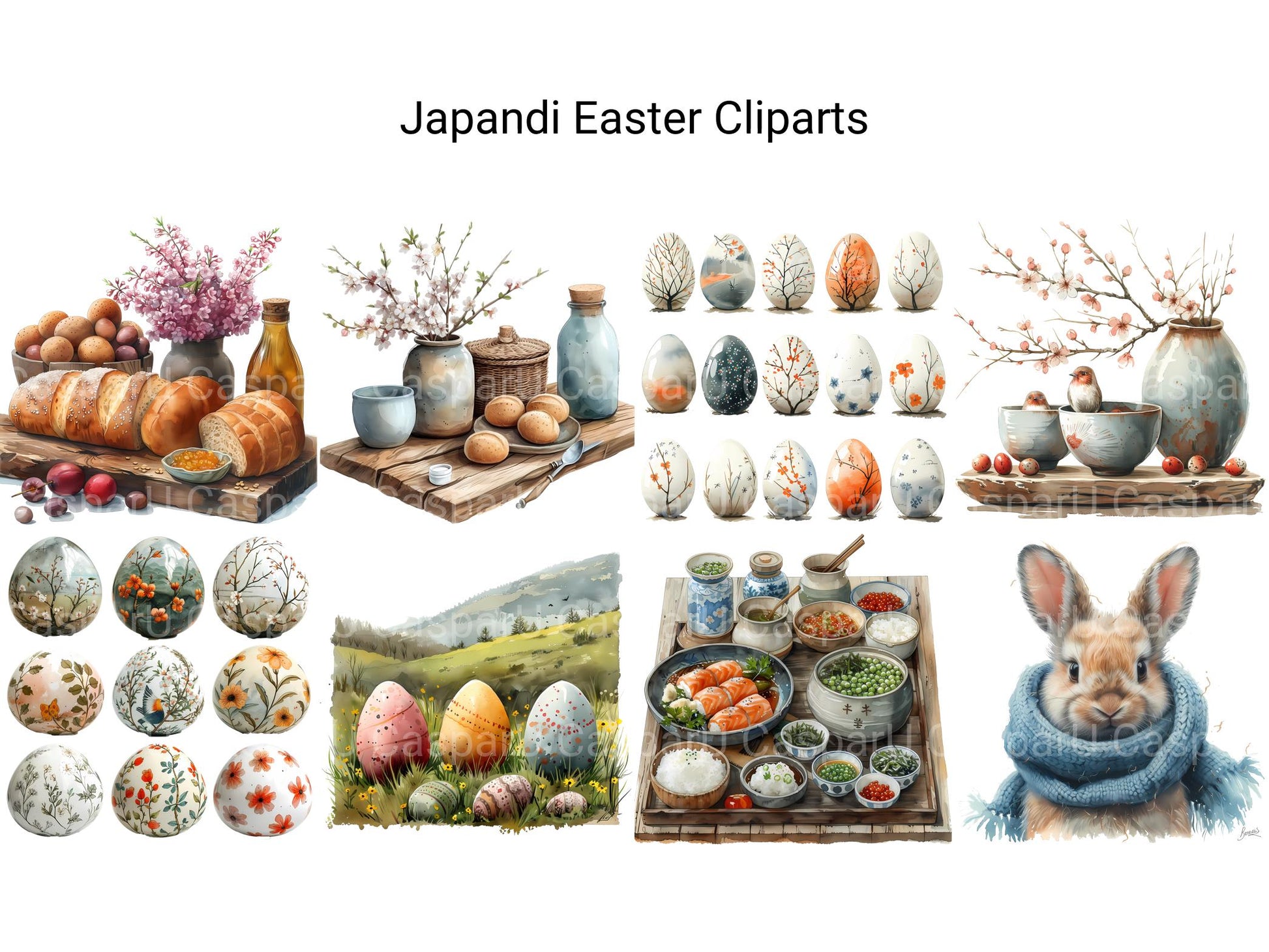 Japandi Easter Clipart - CraftNest