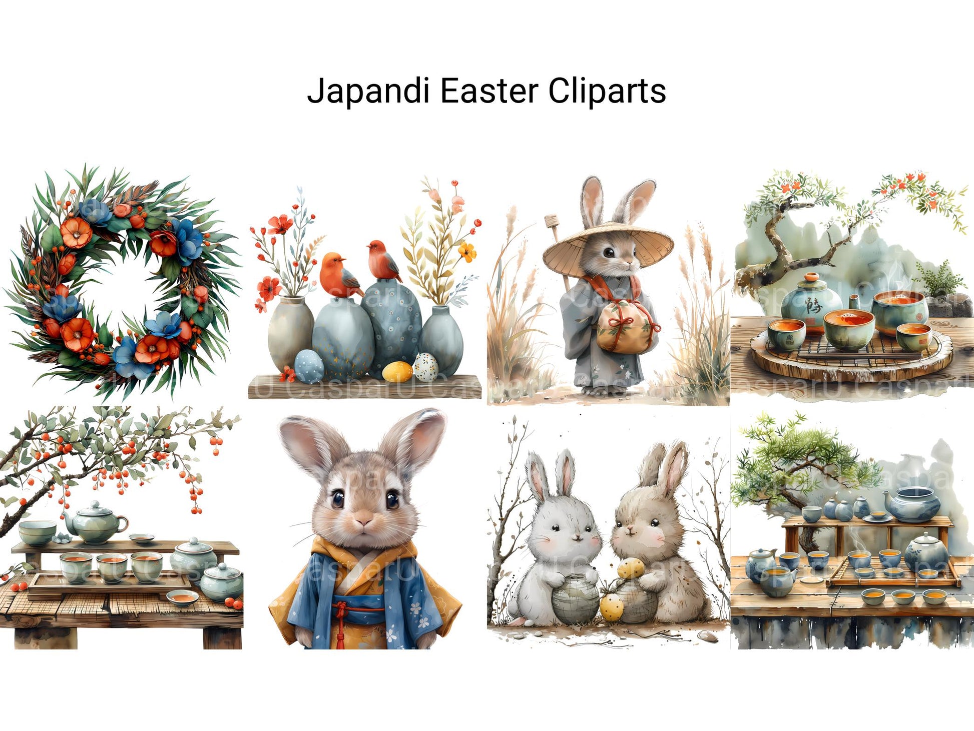 Japandi Easter Clipart - CraftNest