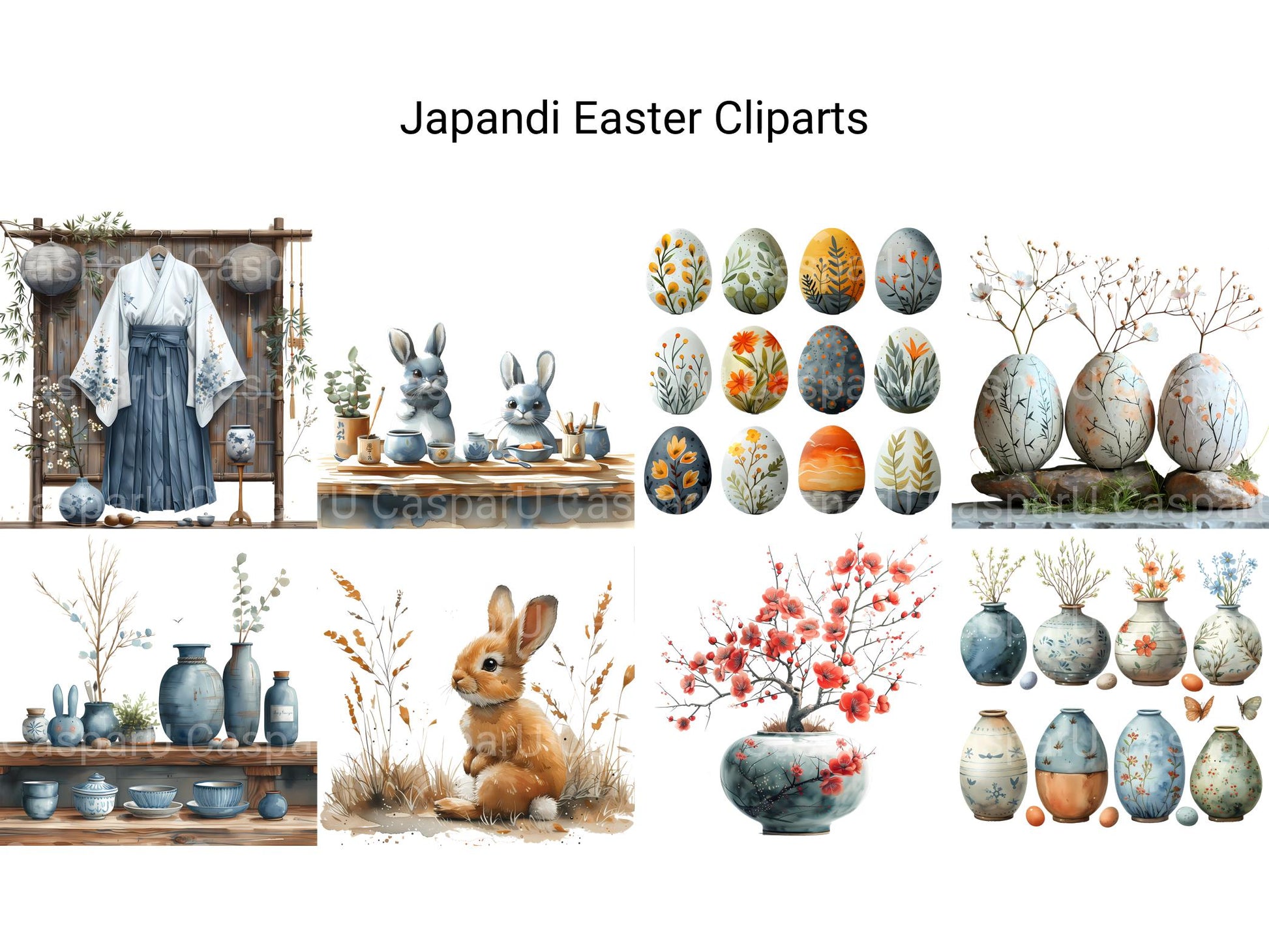 Japandi Easter Clipart - CraftNest