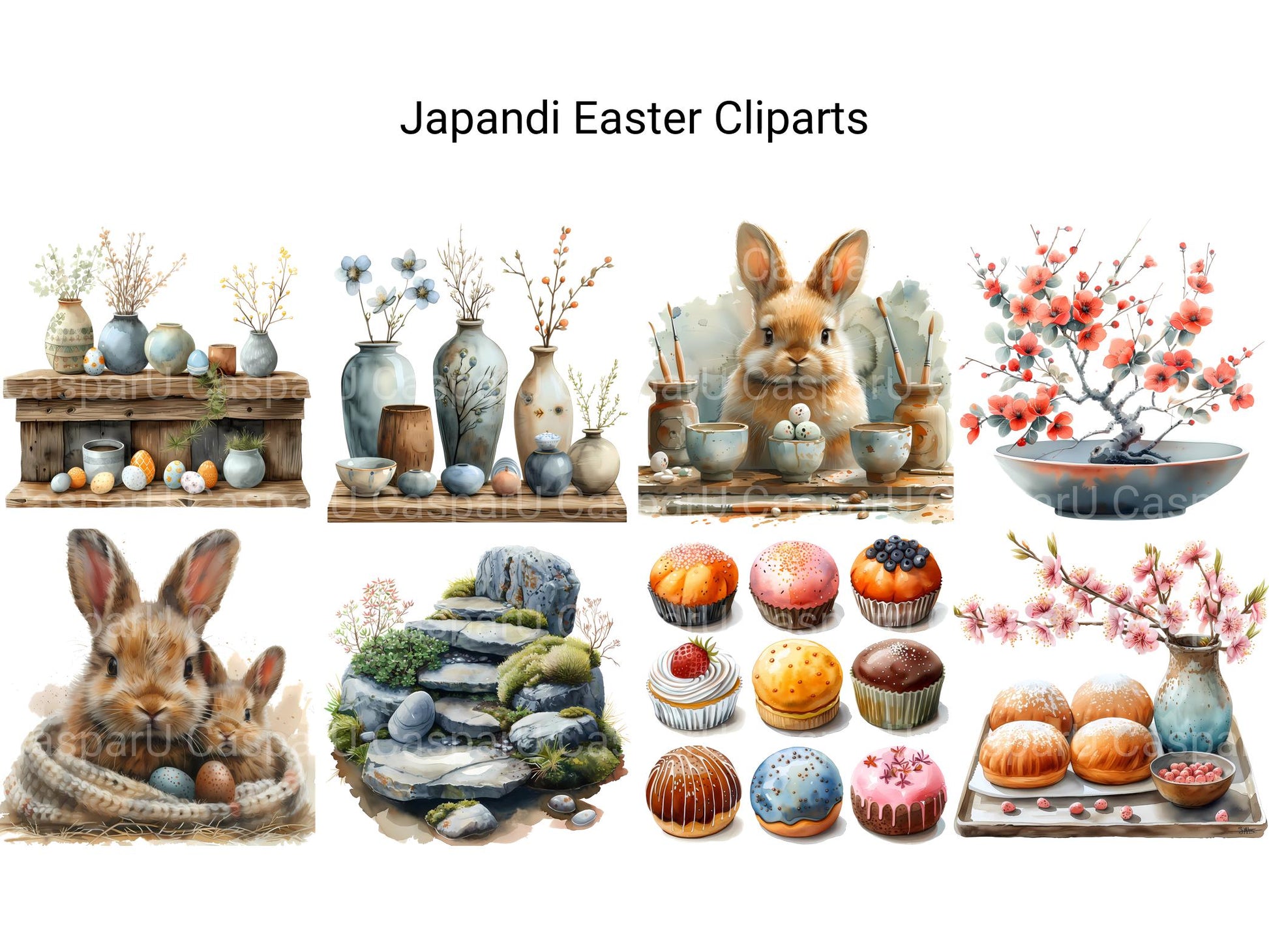 Japandi Easter Clipart - CraftNest