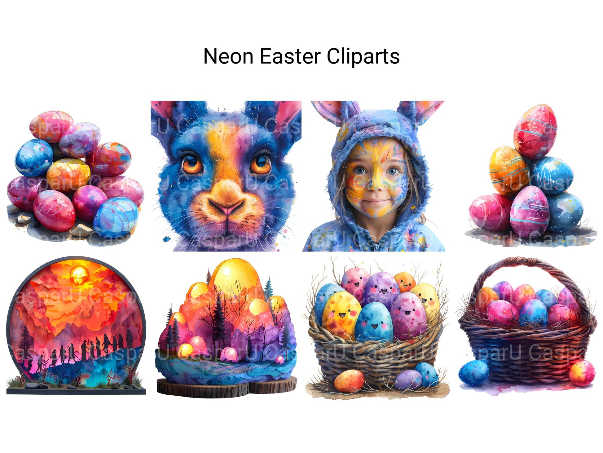 Neon Easter Clipart - CraftNest