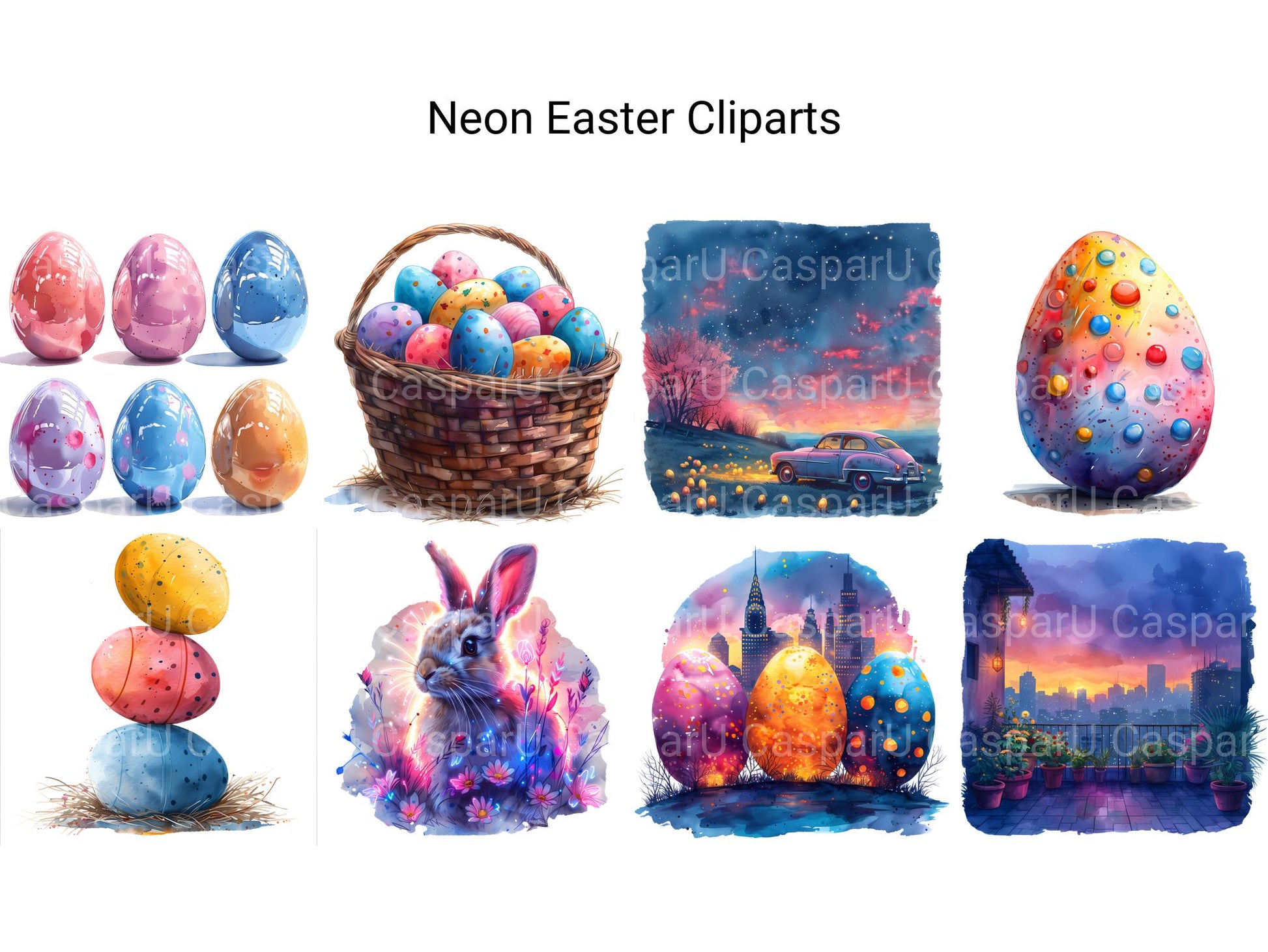 Neon Easter Clipart - CraftNest