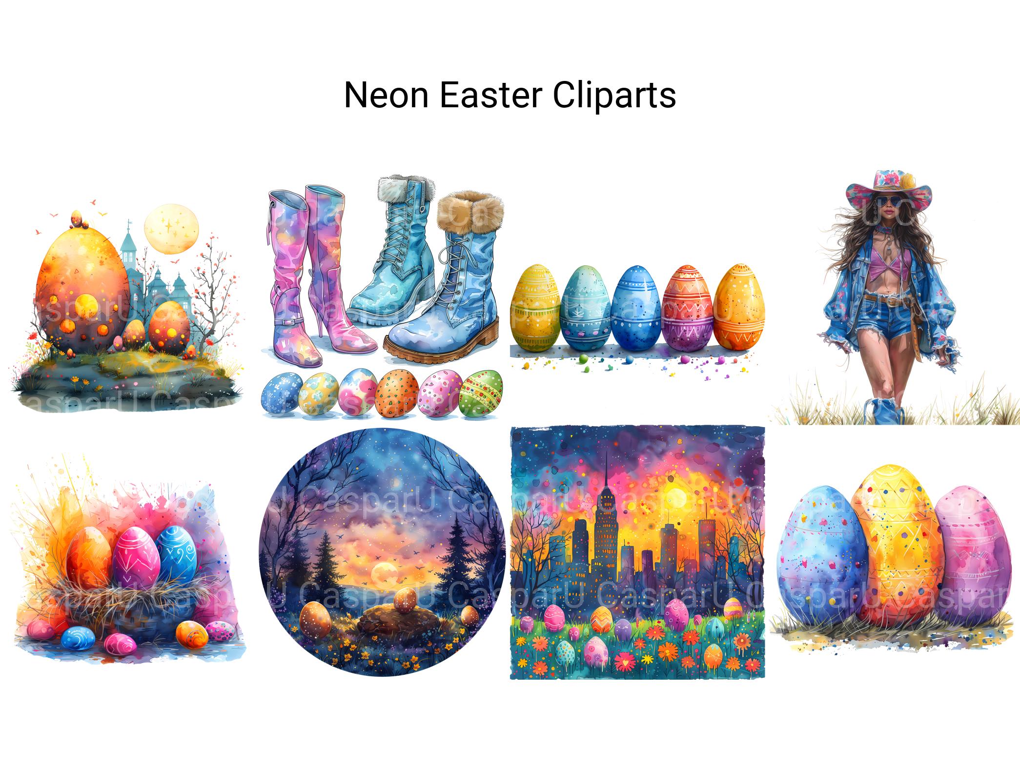 Neon Easter Clipart - CraftNest