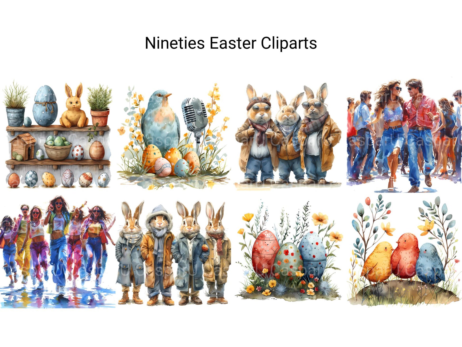 Nineties Easter Clipart - CraftNest