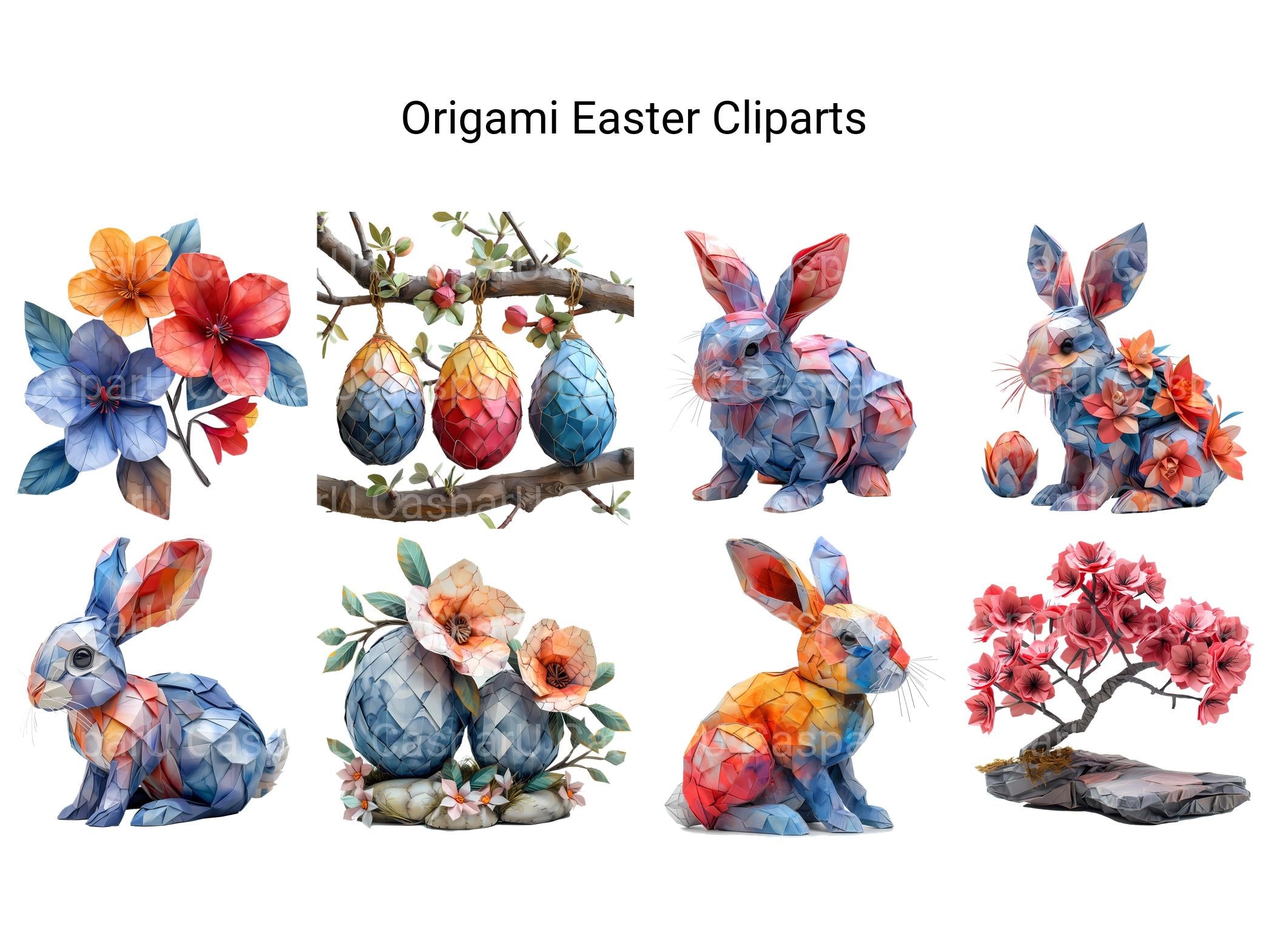 Origami Easter Clipart - CraftNest