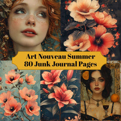 Art Nouveau Summer Junk Journal Pages - CraftNest - Digital Crafting and Art