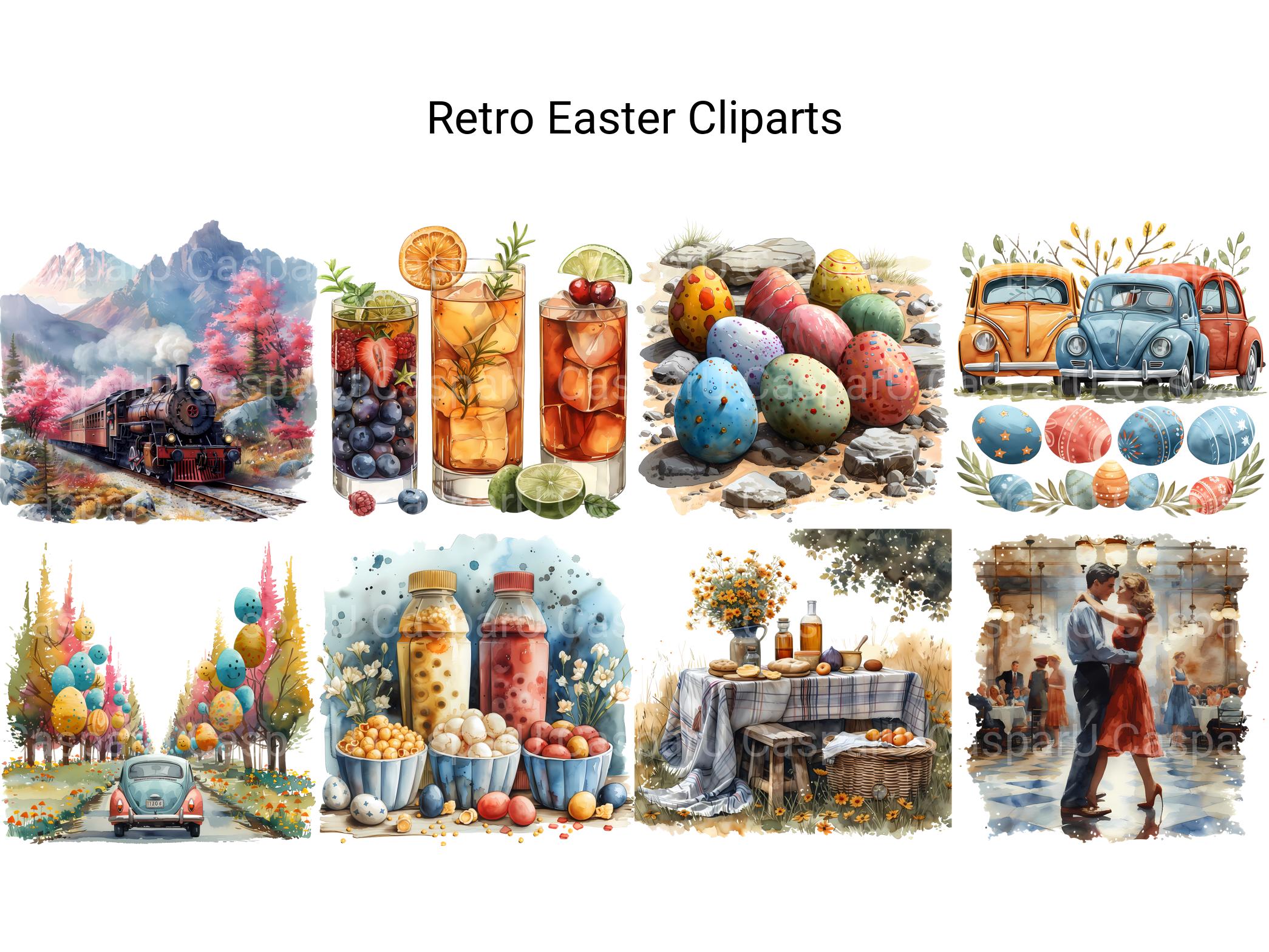 Retro Easter Clipart - CraftNest