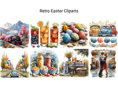 Retro Easter Clipart - CraftNest