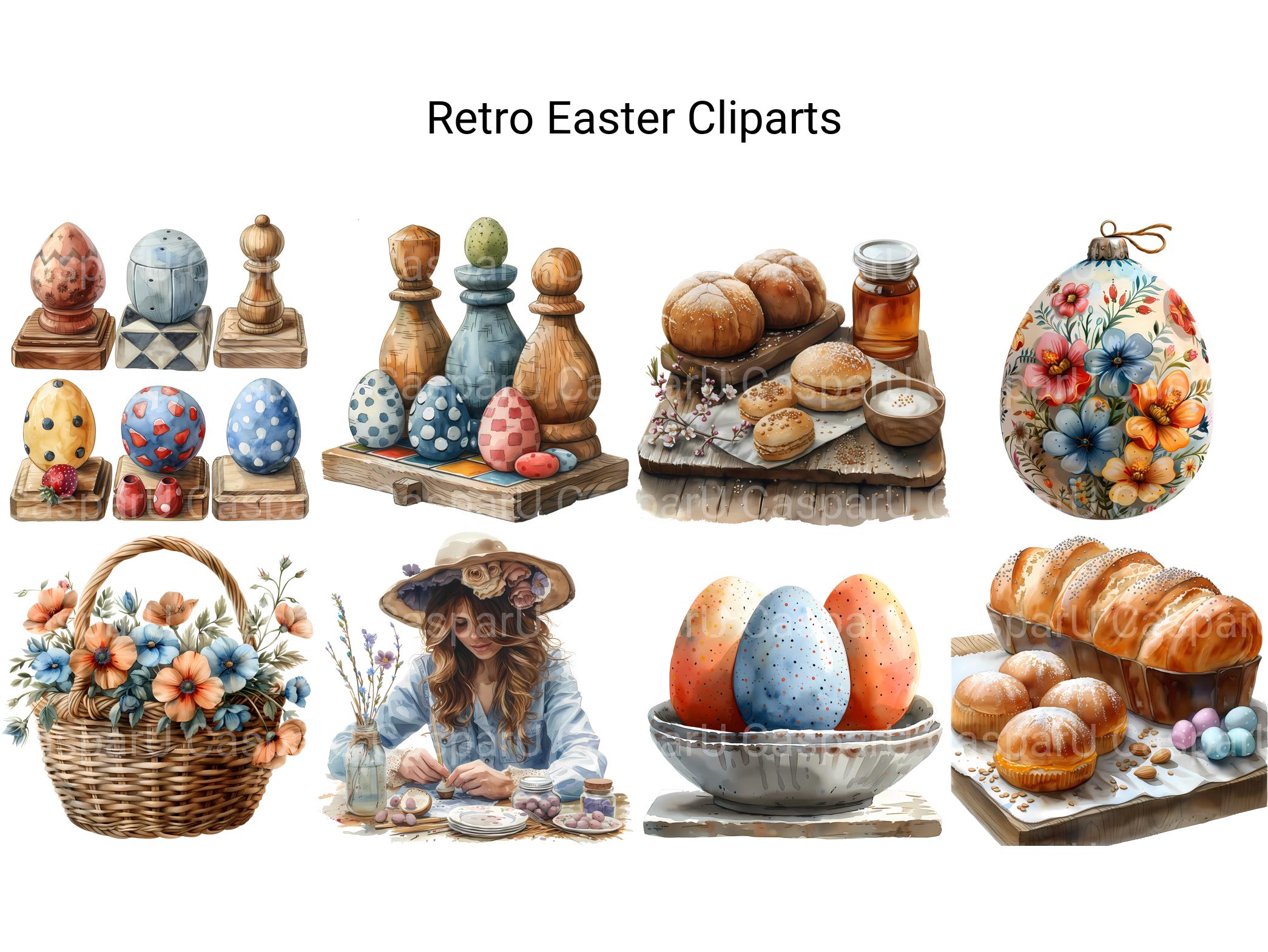 Retro Easter Clipart - CraftNest