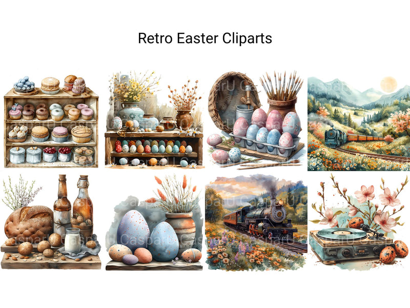 Retro Easter Clipart - CraftNest