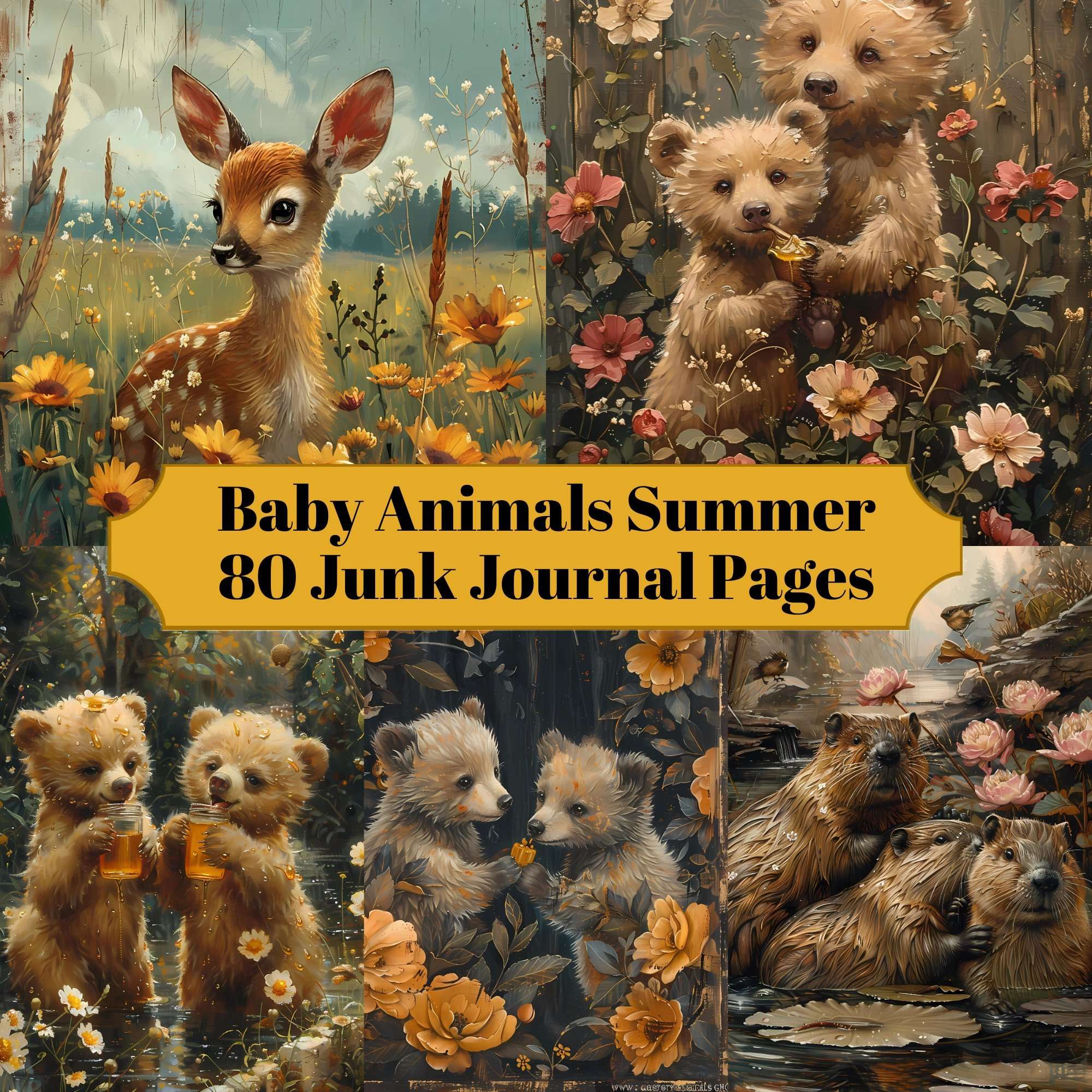 Baby Animals Summer Junk Journal Pages - CraftNest - Digital Crafting and Art