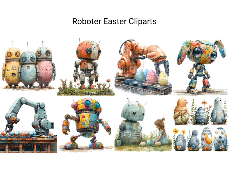 Robot Easter Clipart - CraftNest