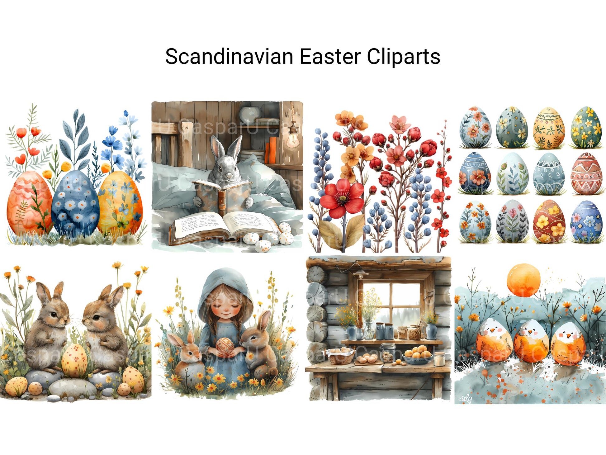 Scandinavian Easter Clipart - CraftNest