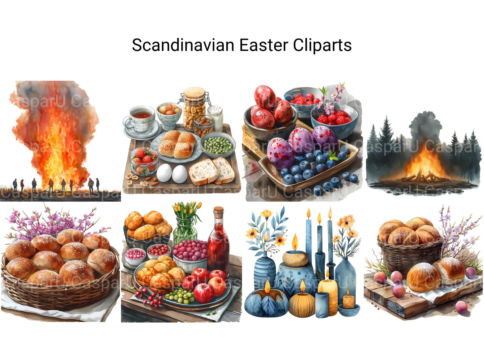 Scandinavian Easter Clipart - CraftNest