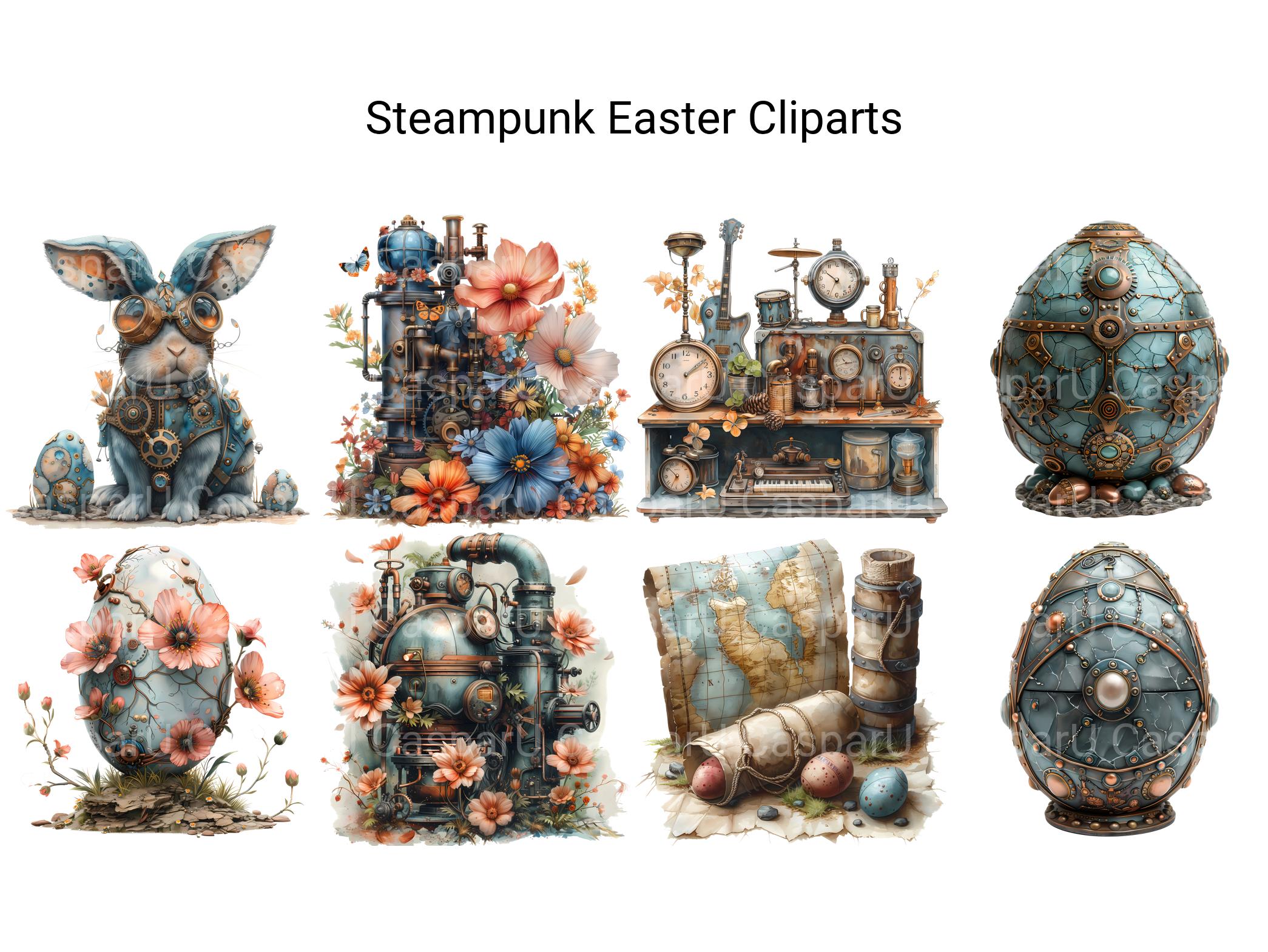 Steampunk Easter Clipart - CraftNest