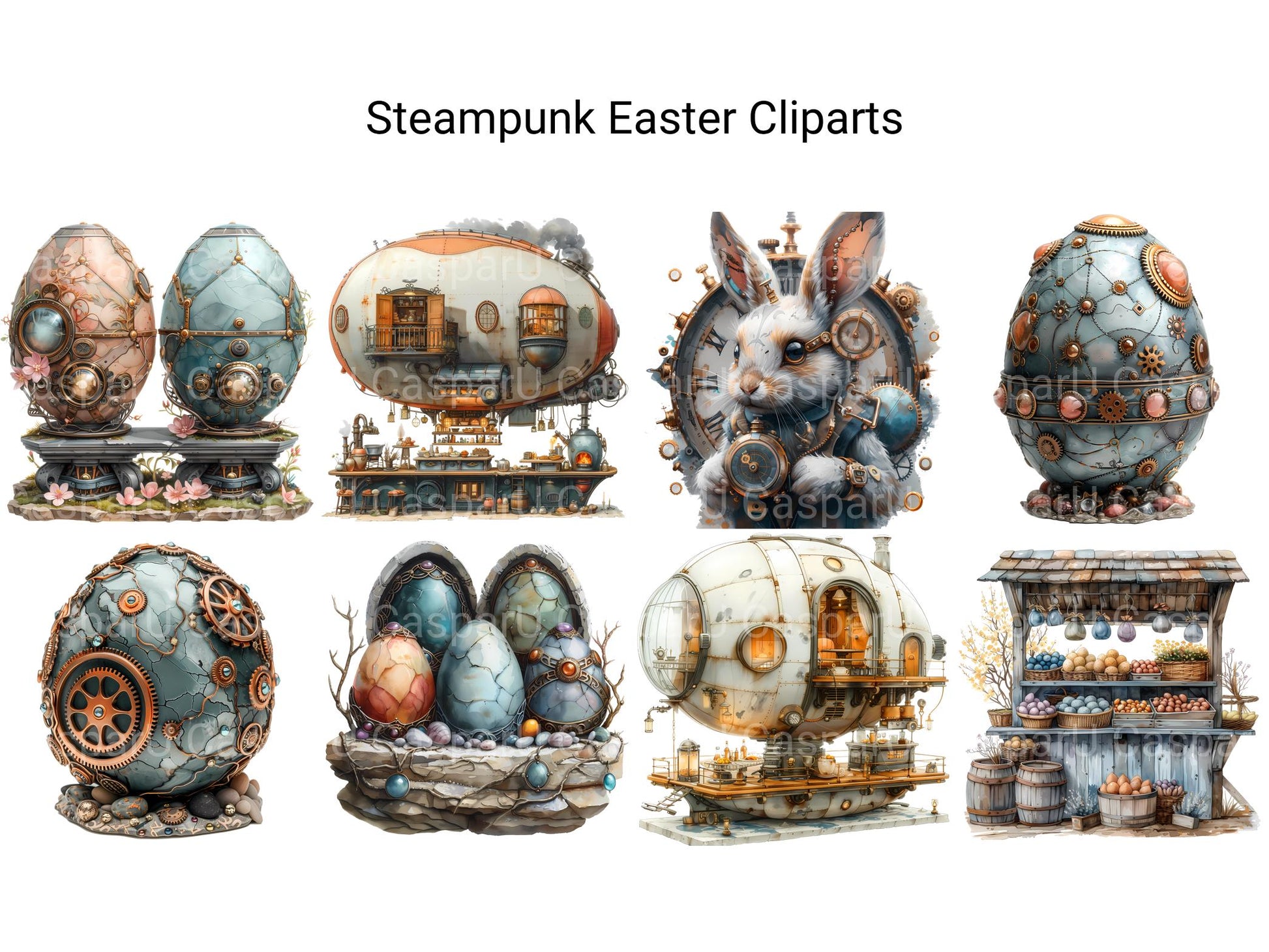 Steampunk Easter Clipart - CraftNest