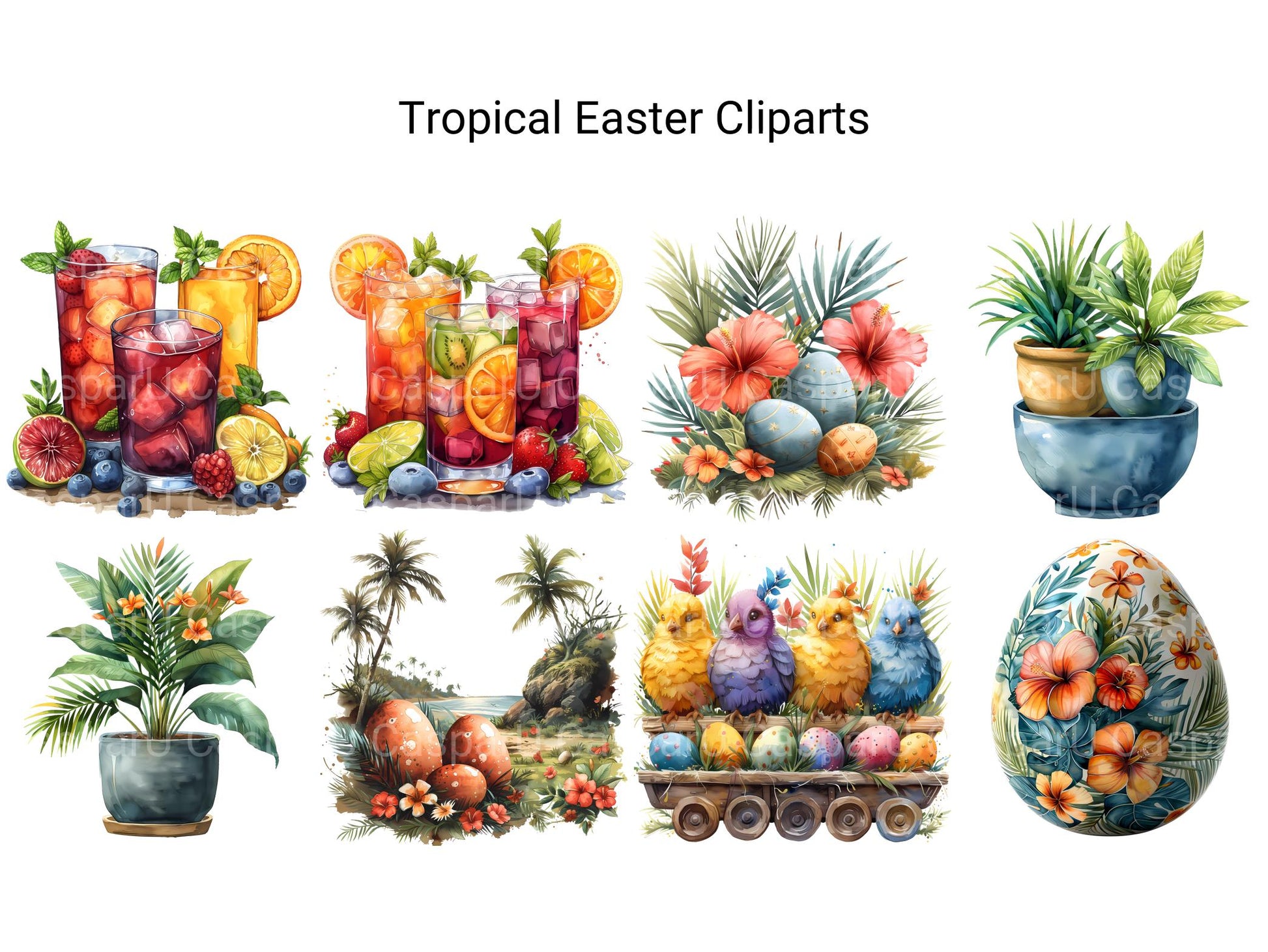 Tropical Easter Clipart - CraftNest