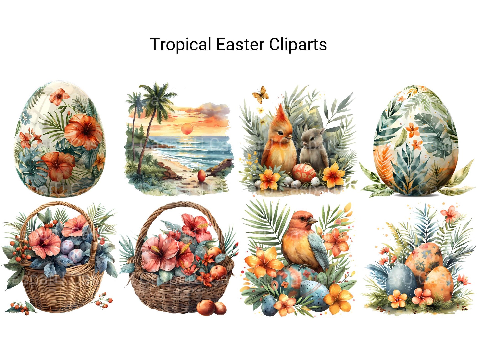 Tropical Easter Clipart - CraftNest