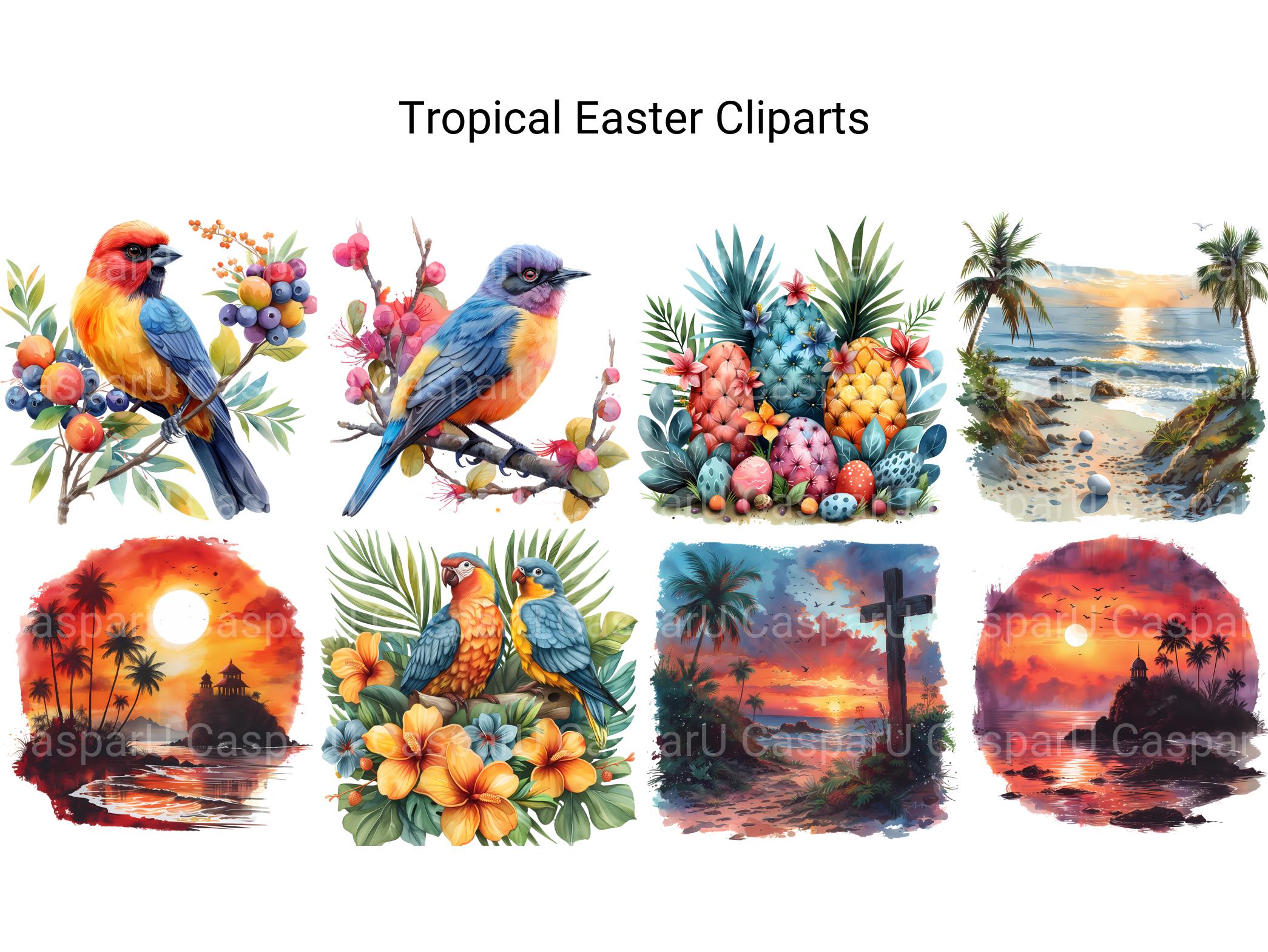 Tropical Easter Clipart - CraftNest