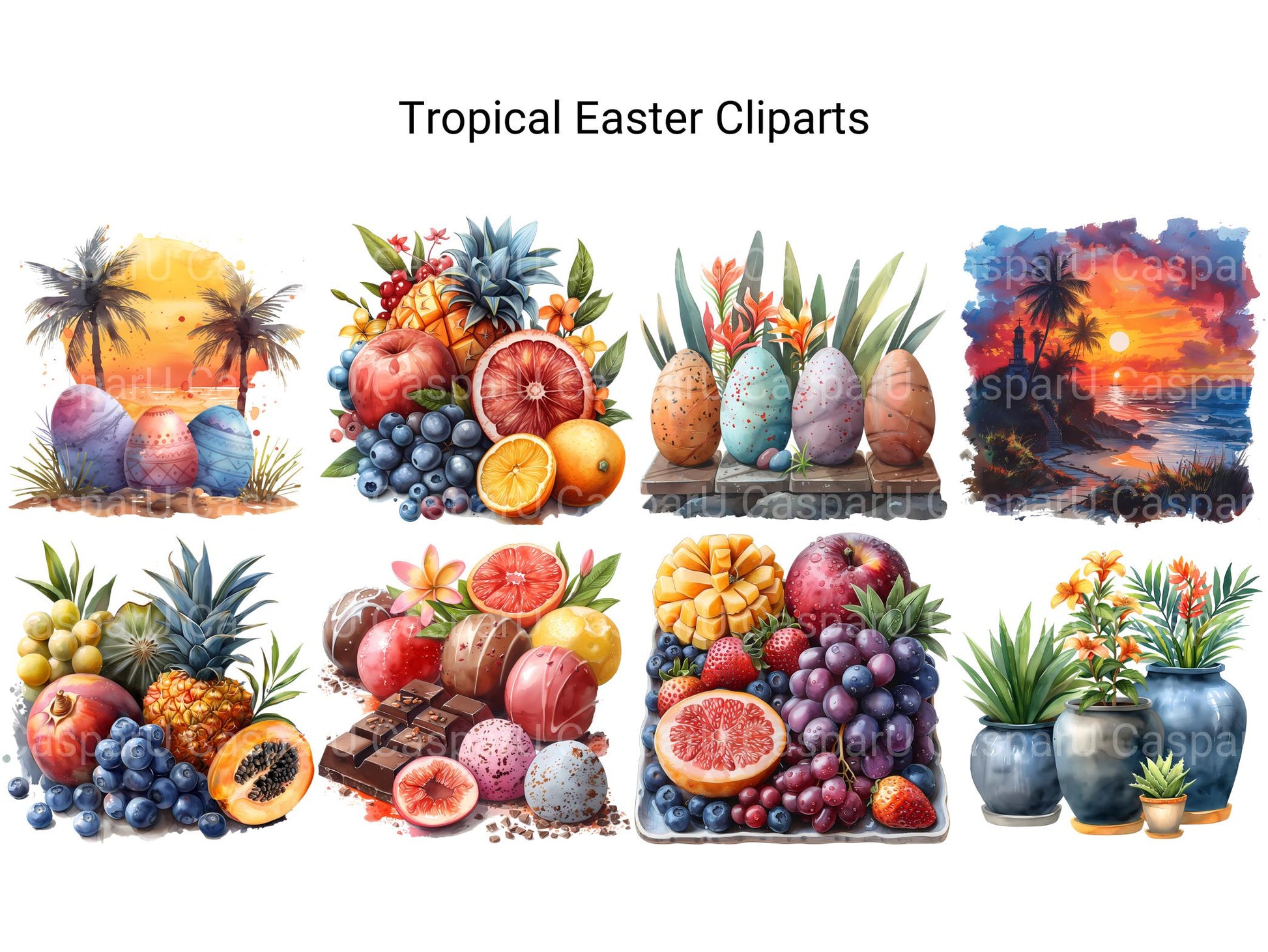 Tropical Easter Clipart - CraftNest