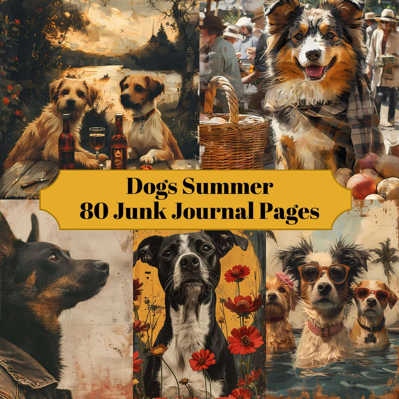 Dogs Summer Junk Journal Pages - CraftNest - Digital Crafting and Art