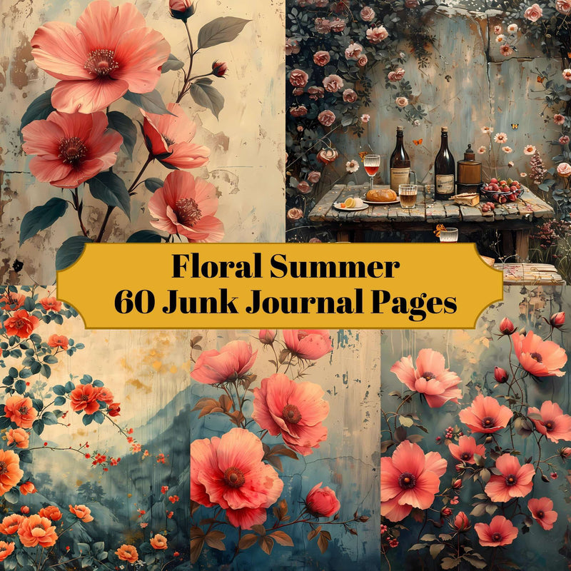 Floral Summer Junk Journal Pages - CraftNest - Digital Crafting and Art