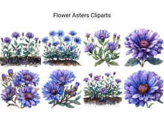 Asters Flowers Clipart - CraftNest - Digital Crafting and Art