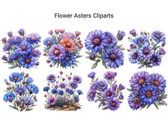 Asters Flowers Clipart - CraftNest - Digital Crafting and Art