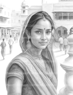 Indian Woman Coloring Book - CraftNest - Digital Crafting and Art