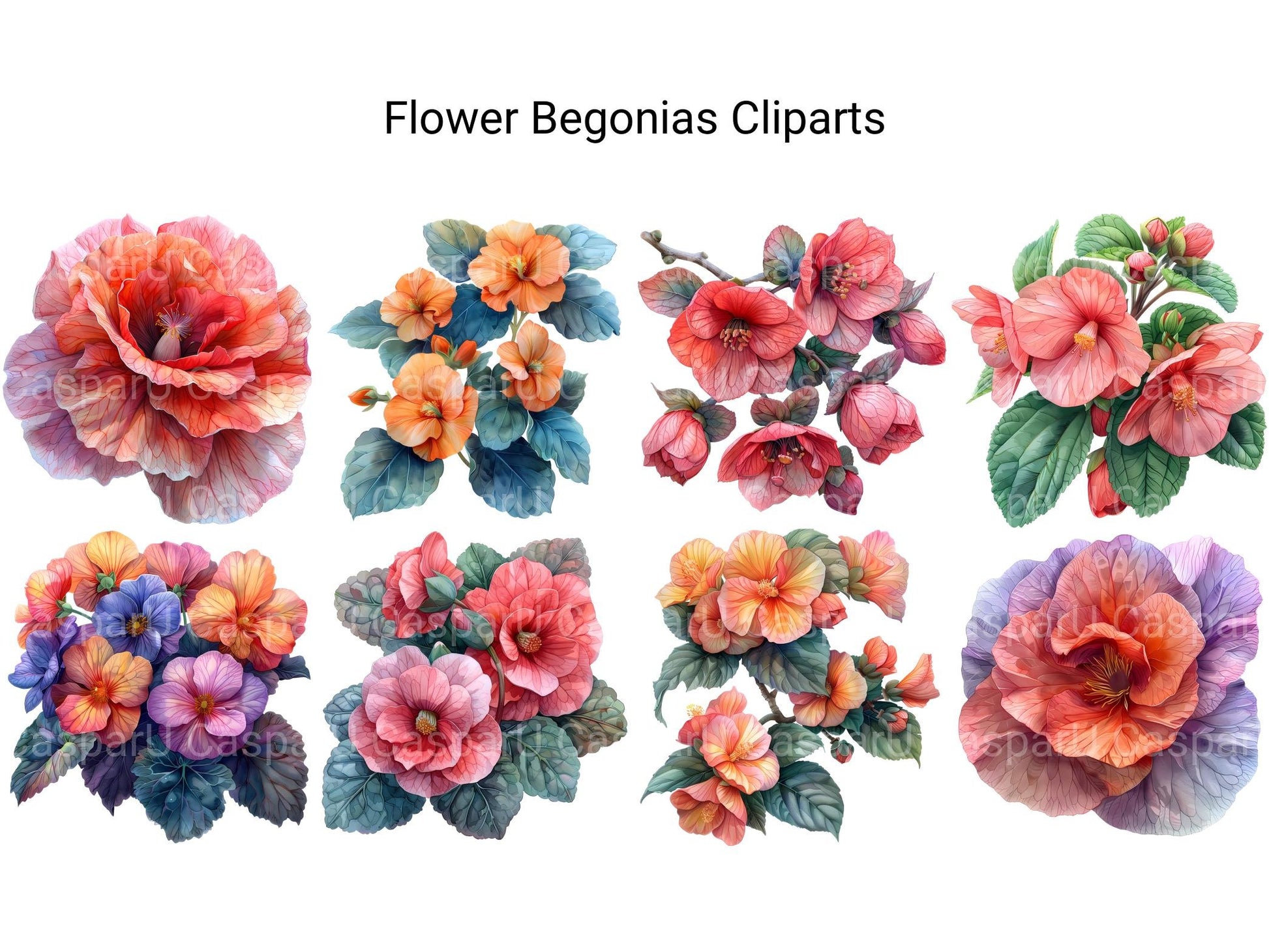 Begonias Flowers Clipart - CraftNest - Digital Crafting and Art