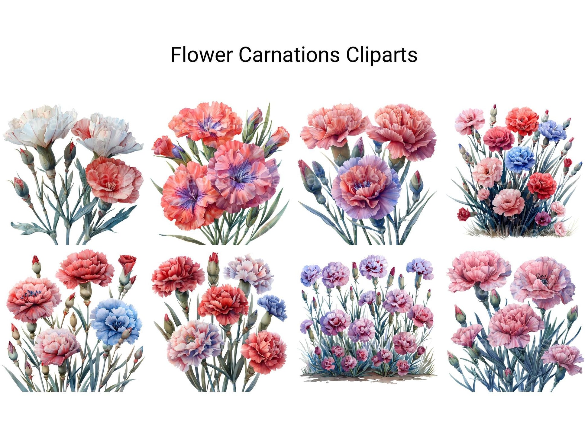 Carnations Flowers Clipart - CraftNest - Digital Crafting and Art