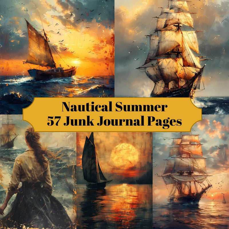 Nautical Summer Junk Journal Pages - CraftNest - Digital Crafting and Art