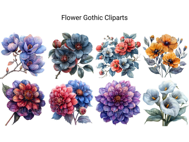 Gothic Flowers Clipart - CraftNest - Digital Crafting and Art