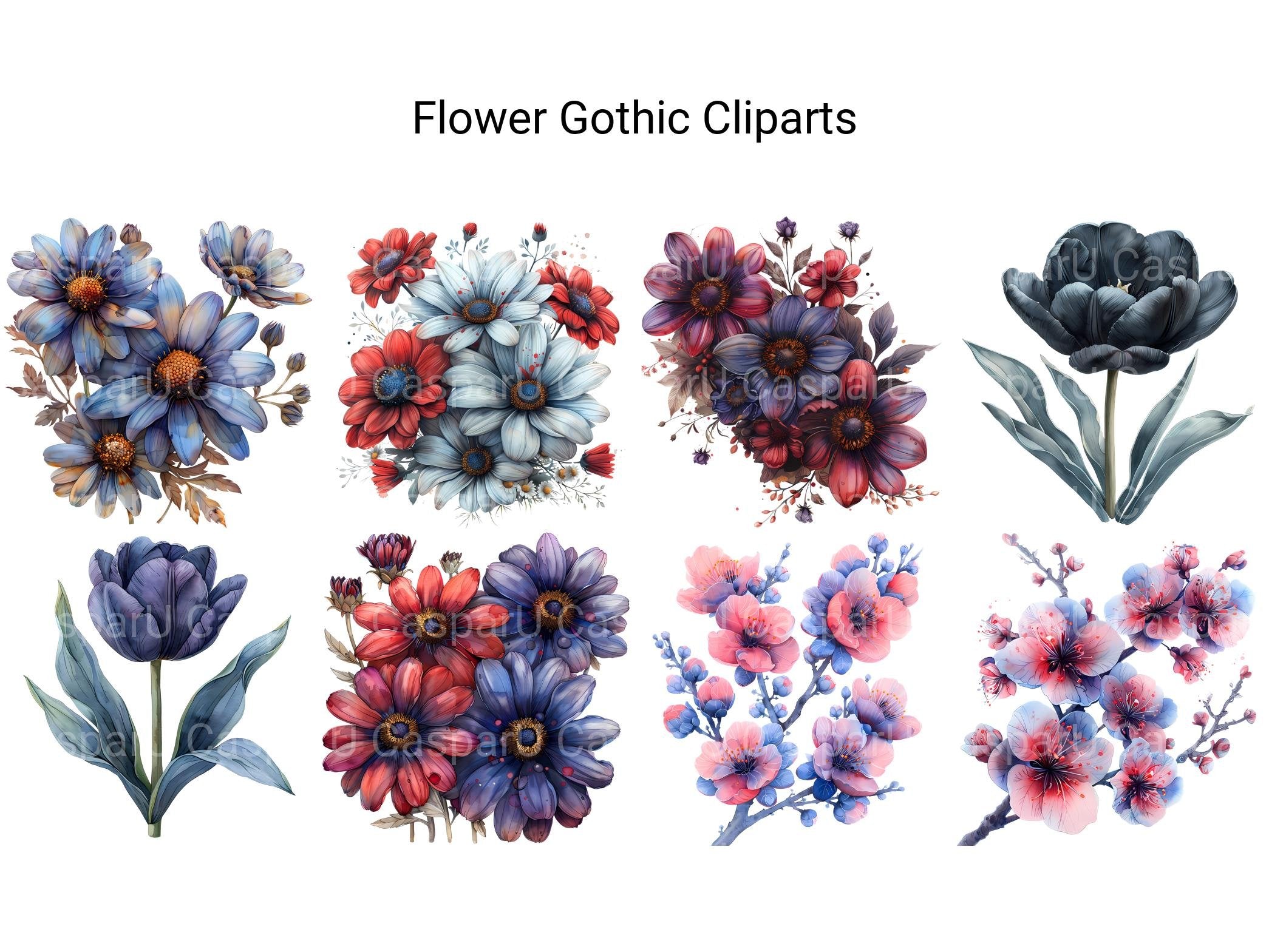 Gothic Flowers Clipart - CraftNest - Digital Crafting and Art