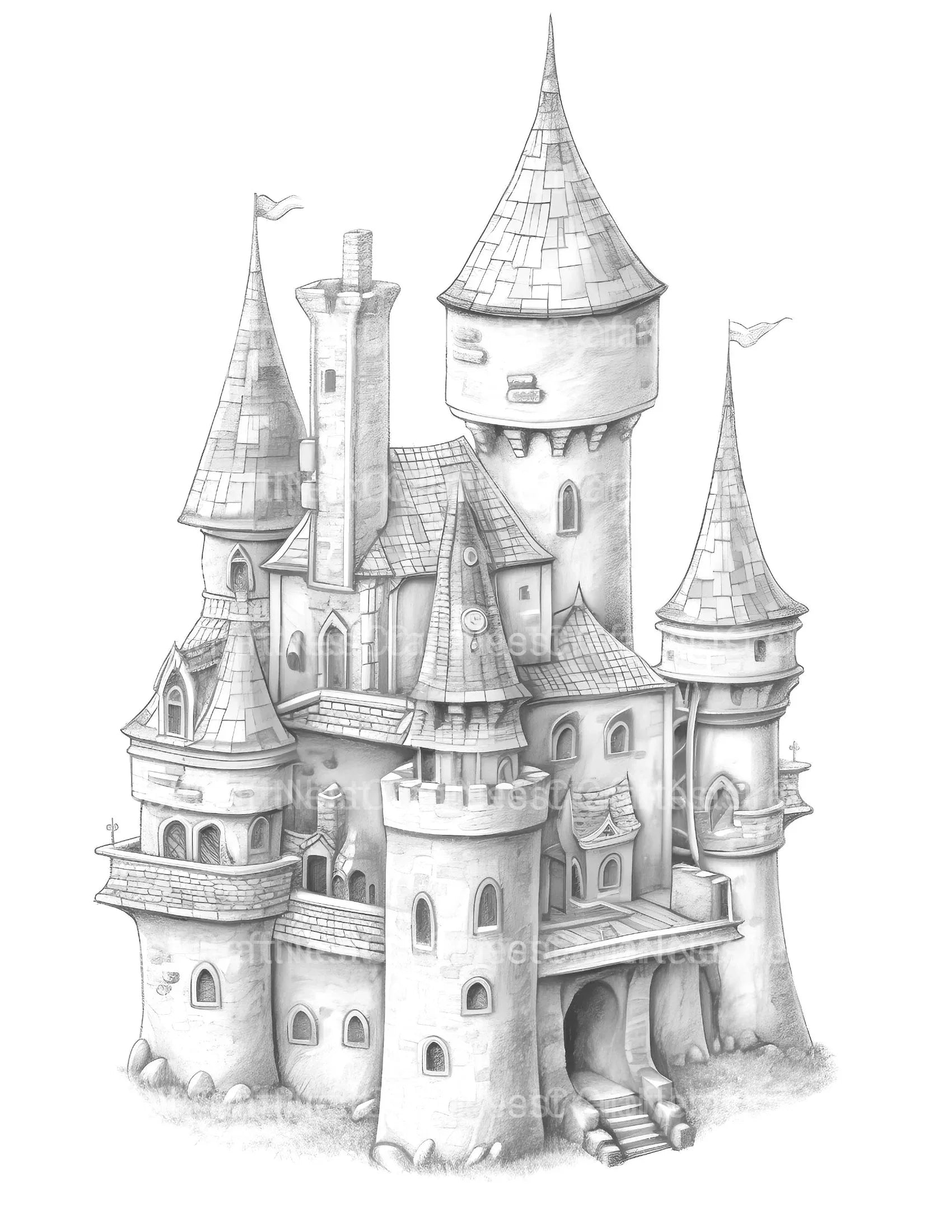 Castle Tiny House Coloring Book 1 - CraftNest - Digital Crafting and Art