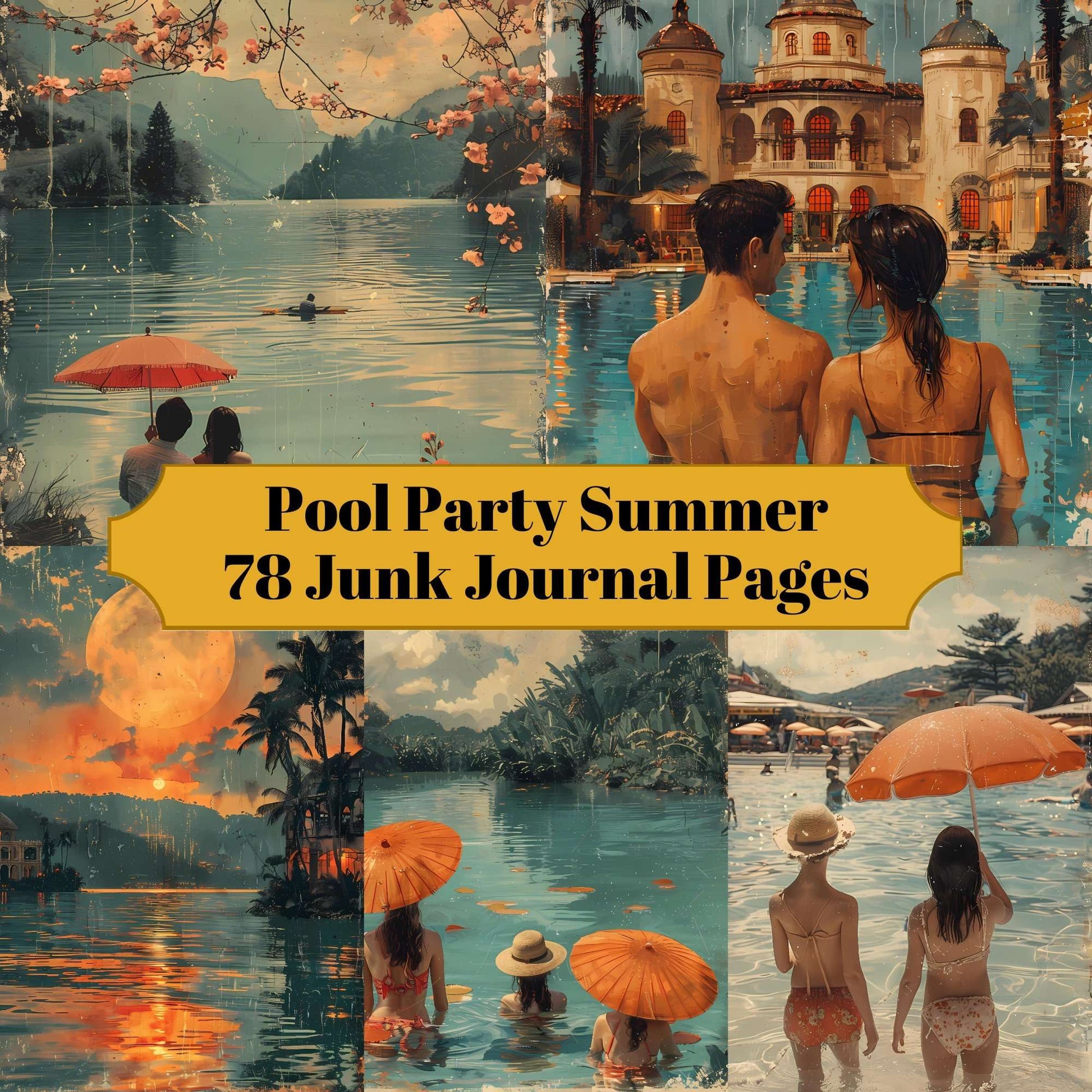 Pool Party Summer Junk Journal Pages - CraftNest - Digital Crafting and Art