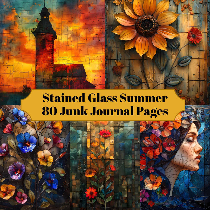 Stained Glass Summer Junk Journal Pages - CraftNest - Digital Crafting and Art