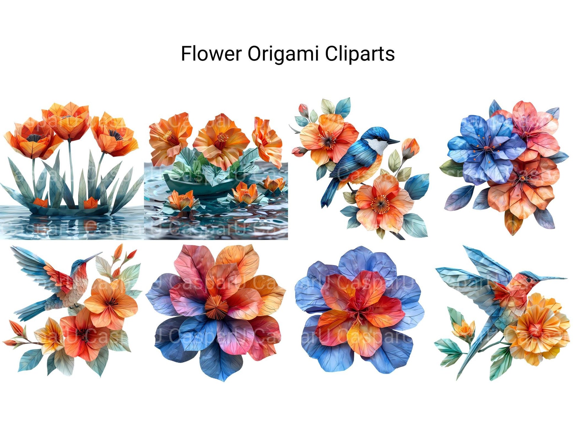 Origami Flowers Clipart - CraftNest - Digital Crafting and Art