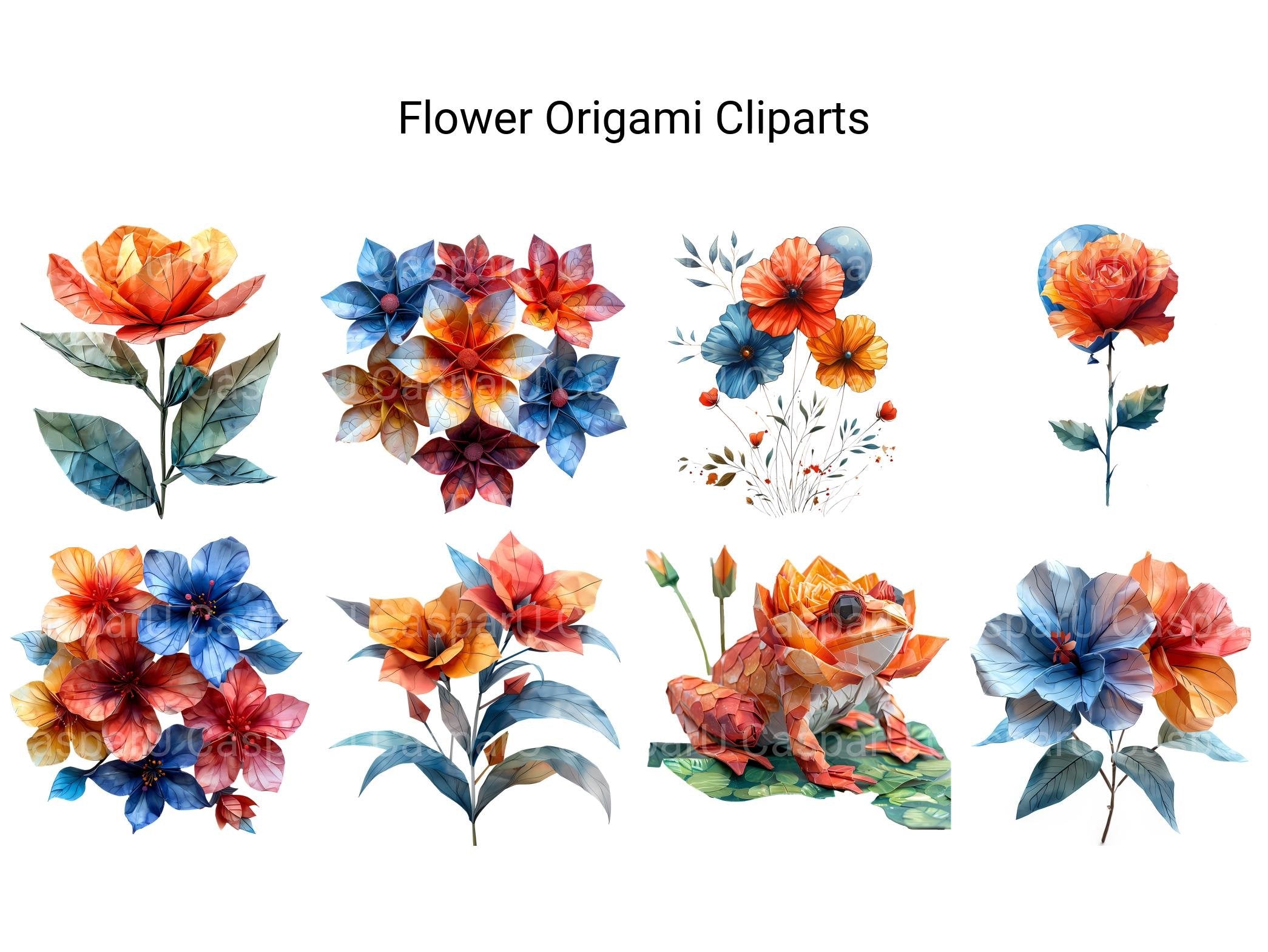 Origami Flowers Clipart - CraftNest - Digital Crafting and Art