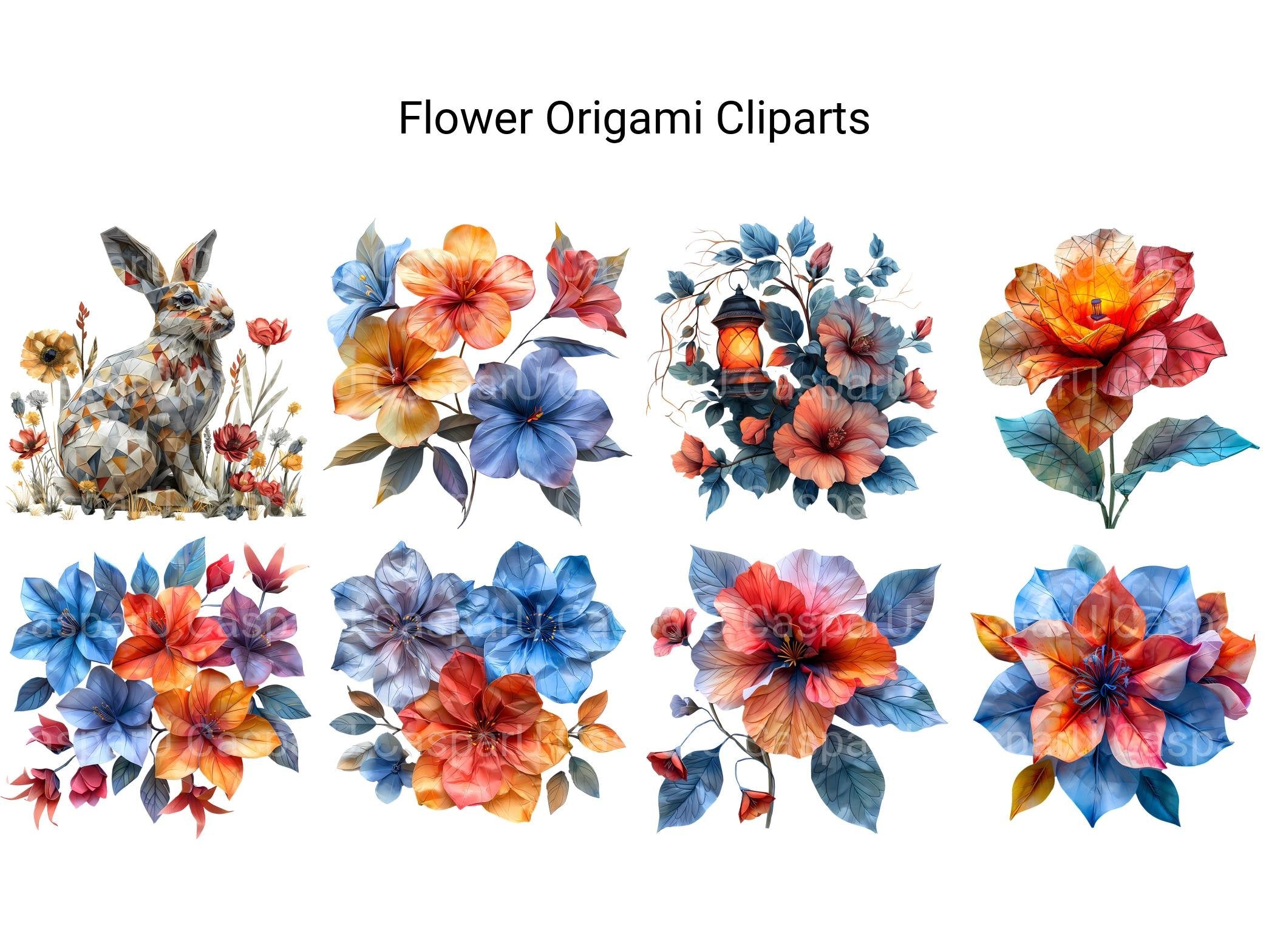 Origami Flowers Clipart - CraftNest - Digital Crafting and Art