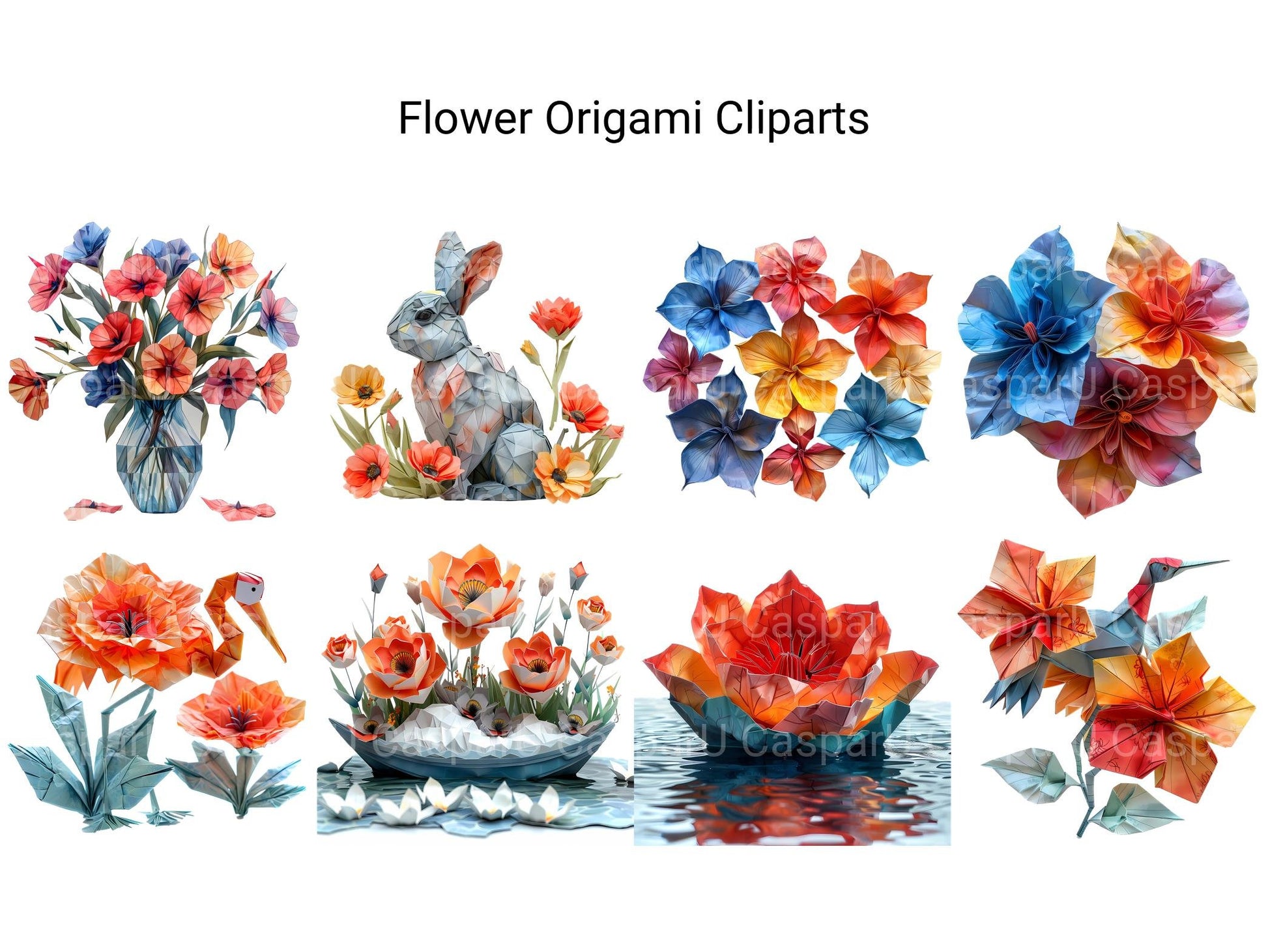 Origami Flowers Clipart - CraftNest - Digital Crafting and Art