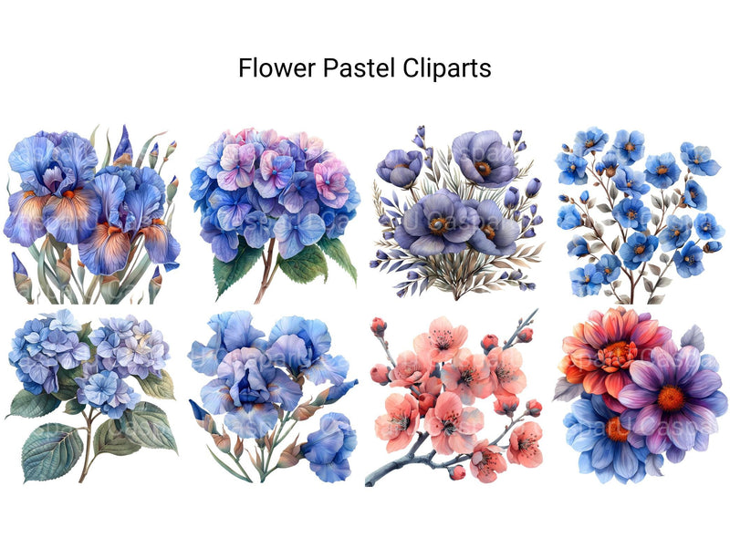 Pastel Flowers Clipart - CraftNest - Digital Crafting and Art