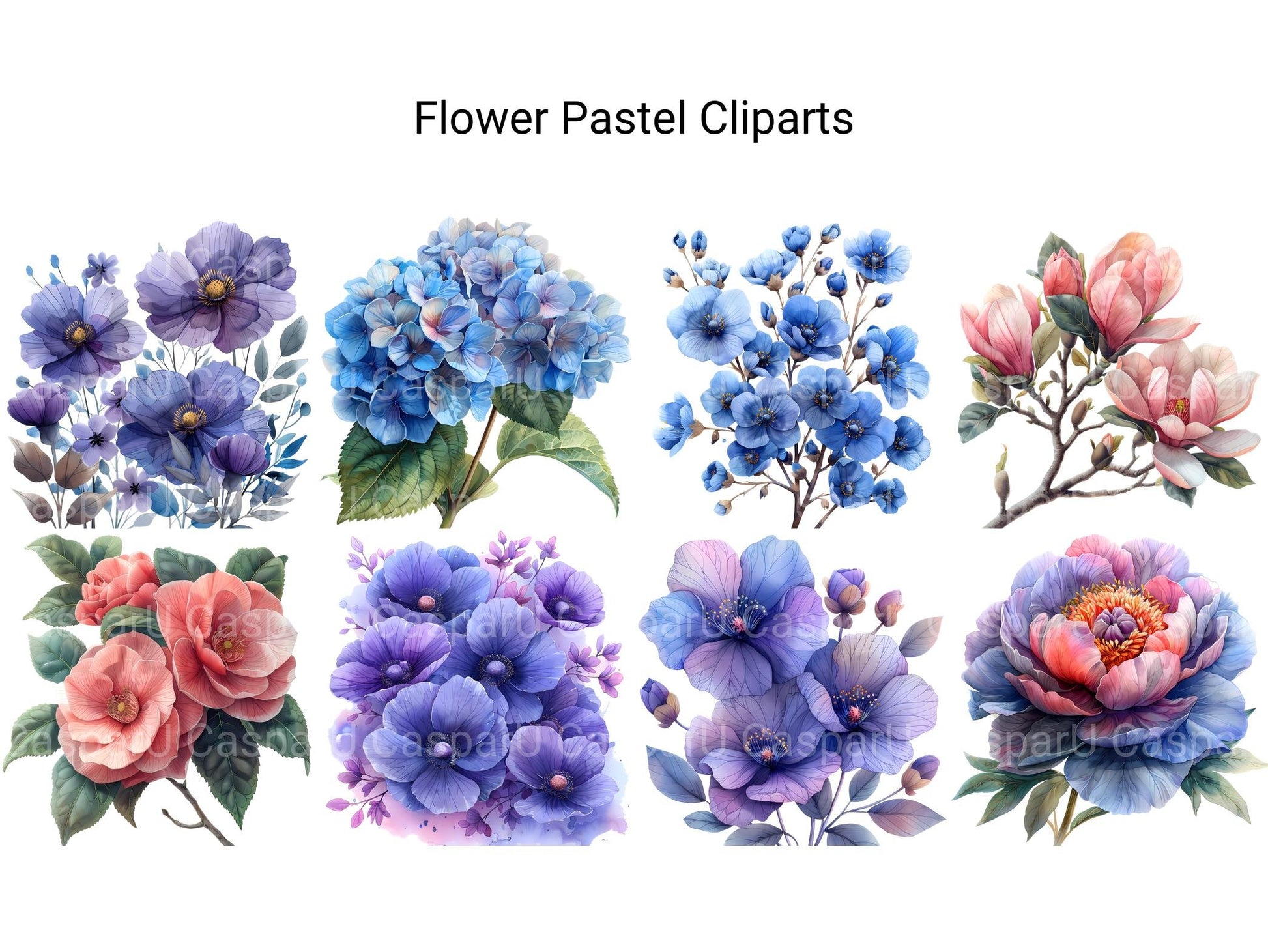 Pastel Flowers Clipart - CraftNest - Digital Crafting and Art