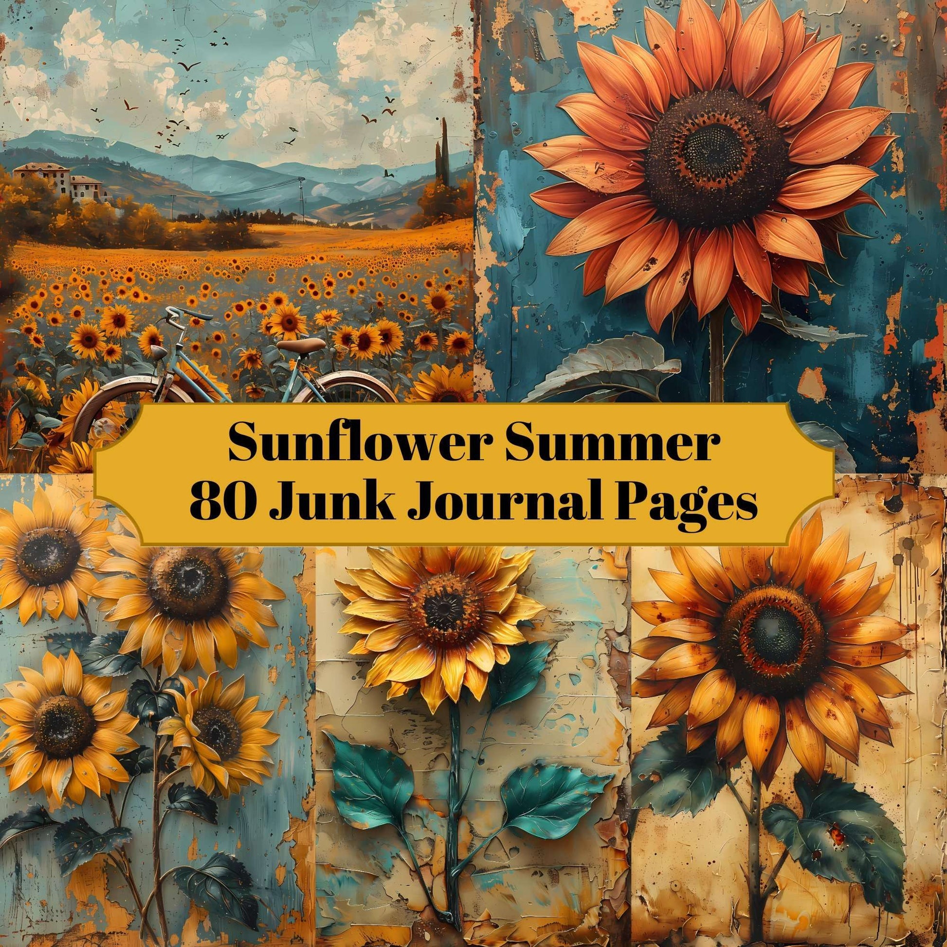 Sunflower Summer Junk Journal Pages - CraftNest - Digital Crafting and Art