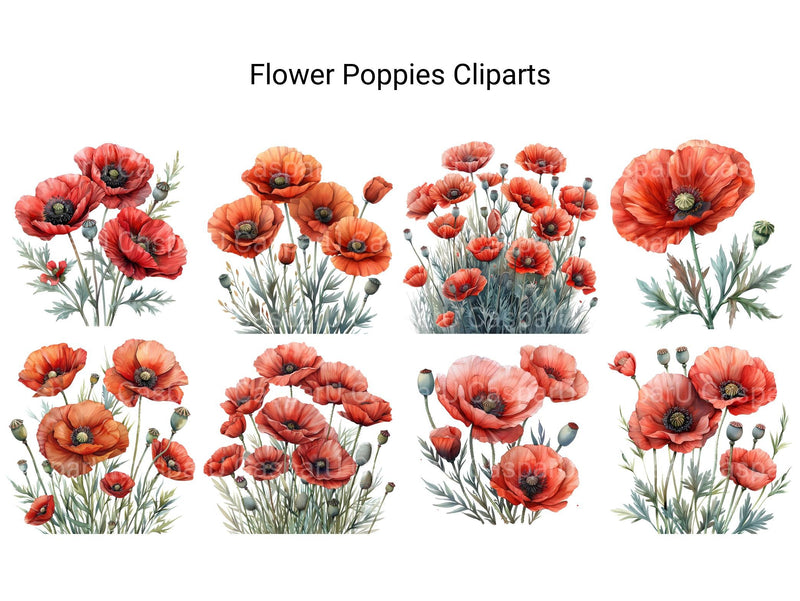 Poppies Flowers Clipart - CraftNest - Digital Crafting and Art