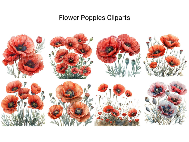 Poppies Flowers Clipart - CraftNest - Digital Crafting and Art