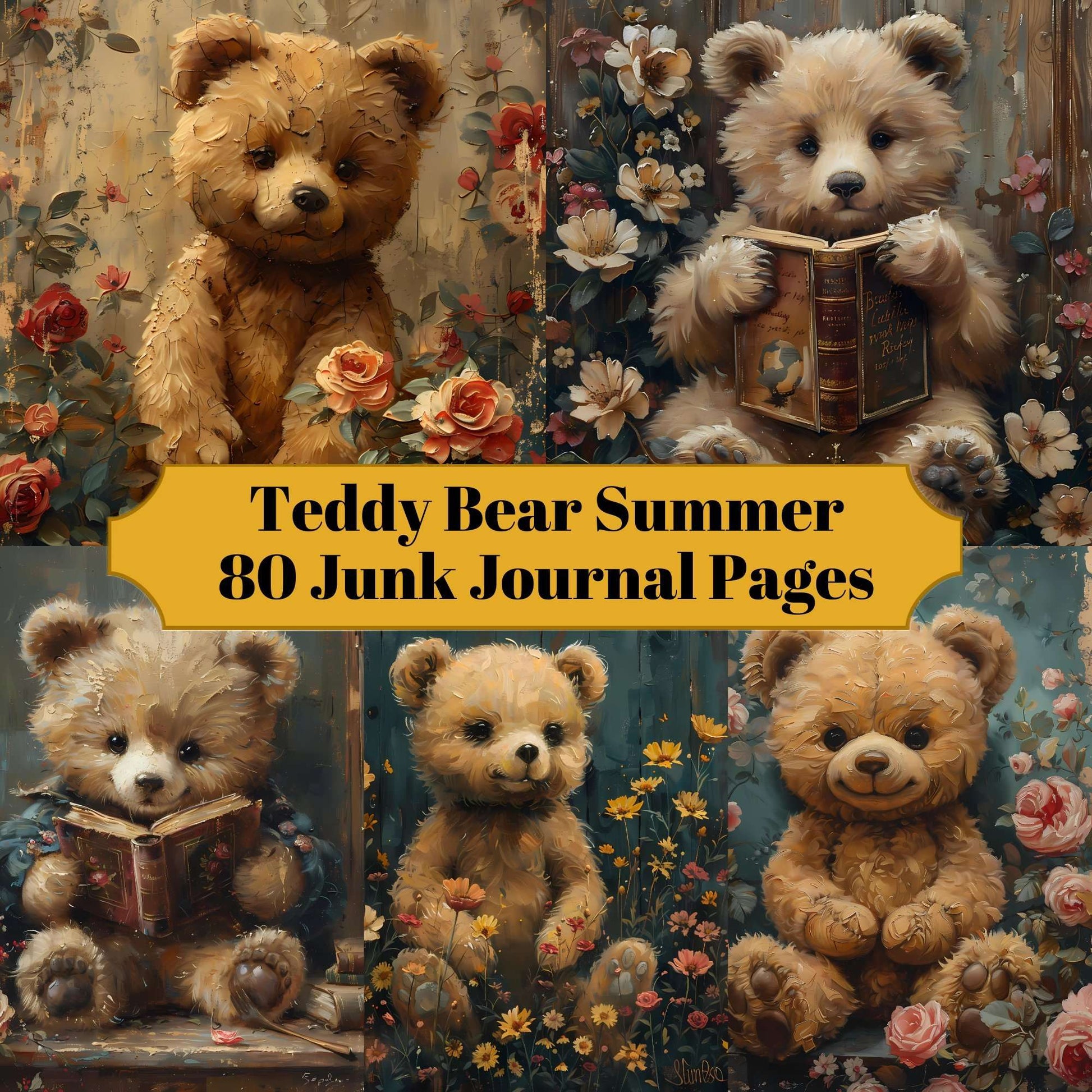 Teddy Bear Summer Junk Journal Pages - CraftNest - Digital Crafting and Art