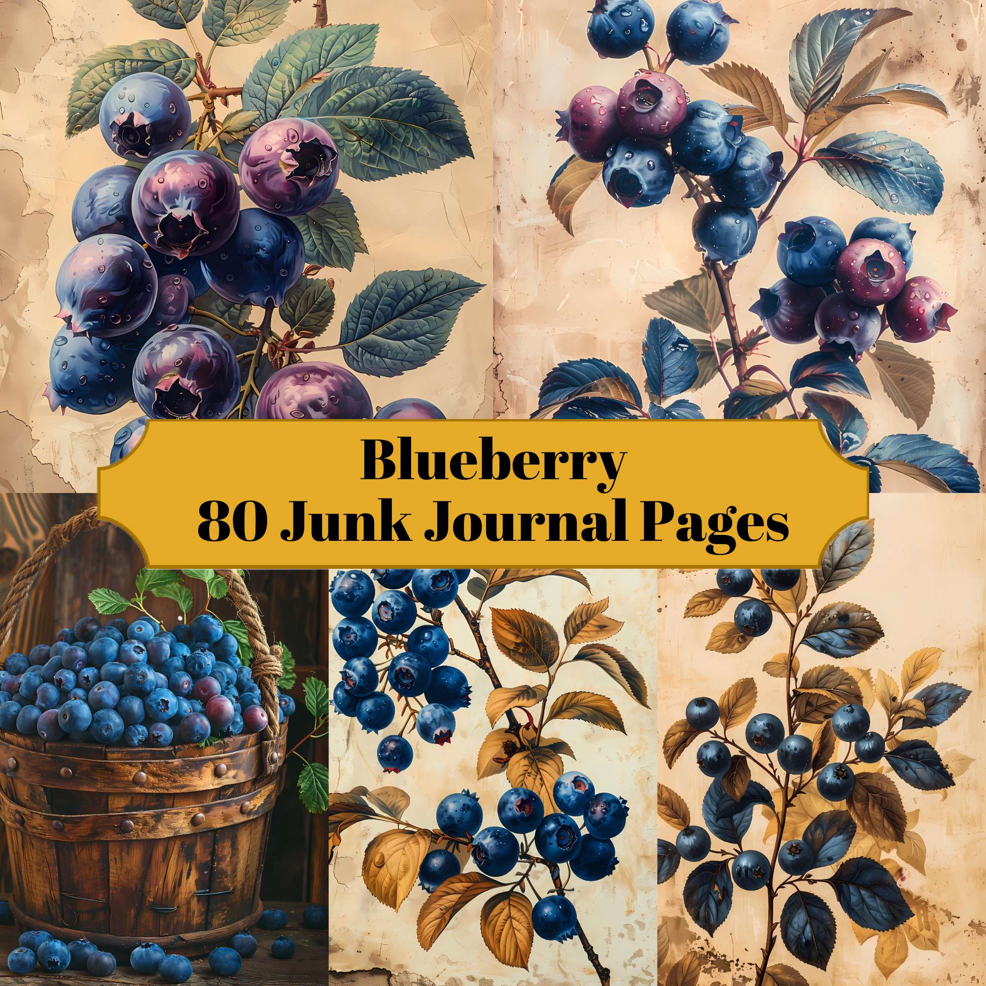 Blueberry Junk Journal Pages - CraftNest - Digital Crafting and Art